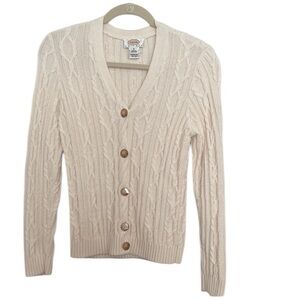 NWOT Talbots Ivory Knit Cable Button Cotton Cardigan
